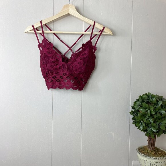 Anemone Wine Red Lace Bralette Size Small - Picture 5 of 5